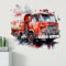 GRAZDesign Wandtattoo Feuerwehr Kinderzimmer Junge mit Namen personalisiert, Wand Aufkleber Tattoo Kinder Auto, Feuerwehrauto Wandaufkleber für Jungenzimmer 54x50cm