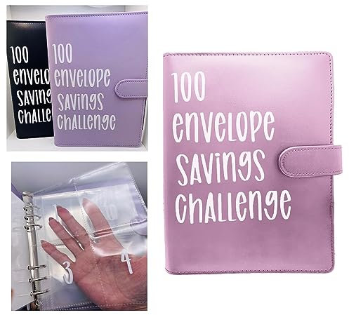 Budget Ordner Briefumschlag Set A5 100 Envelope Challenge Binder Mit Geldumschlägen Budgetierung Budget-Ordner Einfache Und Unterhaltsame Möglichkeit, 5050 $ zu sparen (Violett)