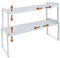 Goodsnetic 2 Packs Expandable Cabinet Shelf 13.8~26(L), Stackable Kitchen Counter SheOrganizer, 22LBS Heavy Duty Shelf Riser, Countertop Storage Pantry Shelf (White 2 Packs M)