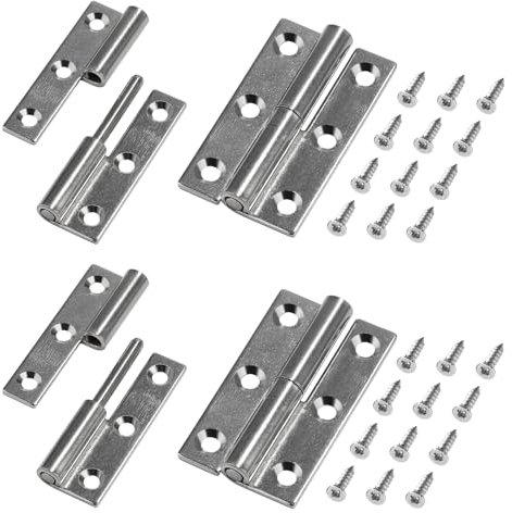 SWAWIS 4x Türscharniere, Aushebescharnier 6.4 * 3.6cm, Abnehmbares Scharnier mit 24 Schrauben, Türscharnier 304 Edelstahl, Recht Scharnier für Innen und Außentüren Industrieschränke Möbelindustrie