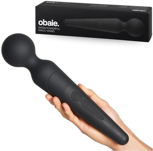 obaie Extra Starker Massagestab - Magic Wand Sexspielzeug - Klitoris Stimulator für Sie Extra Stark - Wiederaufladbar & Wasserdicht Massagestab - Vibration für Frauen - Schwarz