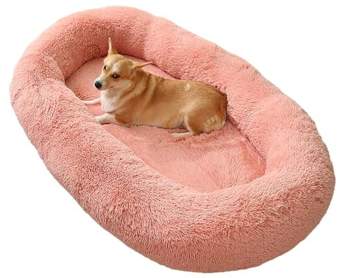 SJASD Hundebett Grosse,165 * 95 * 30cm Hunde Hundebett für Menschen, OrthopäDisches Hundebett Flauschig Hundekissen Hundekörbchen Waschbar Hundesofa