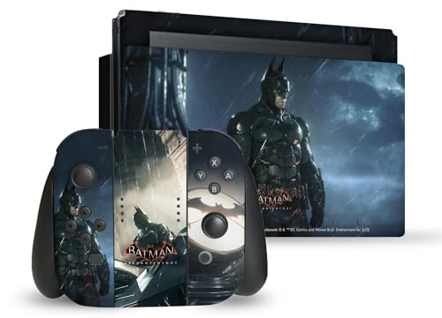 Head Case Designs Offizielle Batman Arkham Knight Batman Grafiken Vinyl Haut Gaming Aufkleber Abziehbild Abdeckung kompatibel mit Nintendo Switch Console & Dock & Joy-Con Controller Bundle