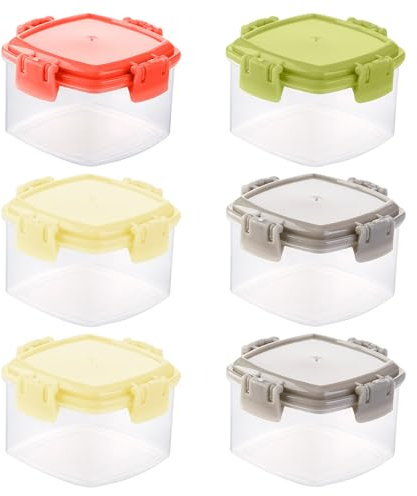 6 contenitori per salse, barattoli quadrati, condimenti da cucina, contenitori per salse con coperchio, contenitori da cucina, bottiglie in plastica PE, adatti per la conservazione delle salse in