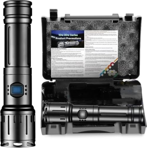 LeKaufen Taschenlampe Extrem Hell, Taschenlampe LED Aufladbar 20000 Lumen mit USB C 5 Modi Stromanzeige, Starke Taschenlampen Wasserdicht für Camping Reise Wandern Notfälle
