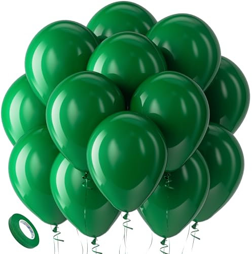 Kelfara Green Balloons Party Balloons 100Pcs 12 Inch Dark Green Latex Balloon for Birthday Weddings Engagement Anniversary Green Theme Party Decorations