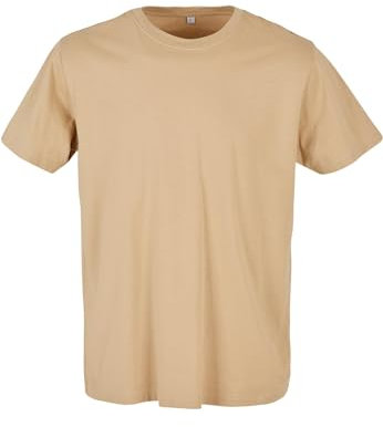 Build Your Brand Herren T-Shirt Round Neck, Männer Basic T-Shirt mit Rundhalsausschnit, Regular Fit, Baumwolle, Unionbeige, L