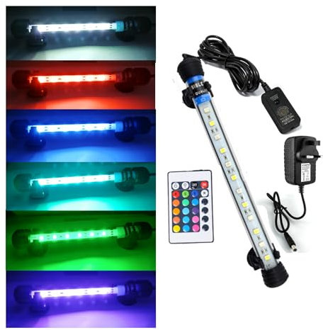 OsAtNb Luz sumergible para pecera, luz sumergible para acuario, luz LED marina para acuario, luz RGB multicolor subacuática para plantas de arrecife, pecera (28 cm)