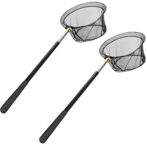 Kescher Angeln, 2 Stück Unterfangkescher Angelkescher, Teleskop Kescher Angeln, Angel-Kescher 150 cm, Fischkescher, mit Faltbare Fischernetz, Aluminiumlegierung, für Angelzubehör Angelnetz