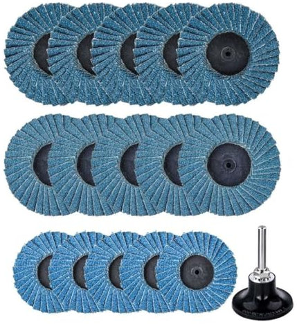 Treki 15 dischi in lamina grana 40 # 60 # 80 # dischi abrasivi con supporti da 6 mm, disco abrasivo a lamelle 50 mm per metallo legno acciaio inossidabile per strumento rotante trapano