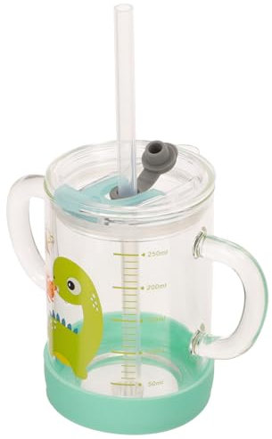 Luxshiny Gobelet À Lait En Verre Avec Paille En Silicone Et Poignée De Couvercle Tasse À Eau De 250Ml Avec Jus Et Tasse À Boire Pour Enfants
