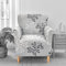 Highdi Stretch Sesselbezug Sesselhusse Blumenmuster Weich Spandex Sofabezug mit Armlehnen rutschfest Sofa Überzug 1 Sitzer Sesselschoner für Relax-Sessel Cocktailsessel (graue Blätter)