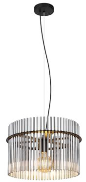 Große Pendelleuchte 1-flammig mit Rauchglas Stäben, Ø40cm