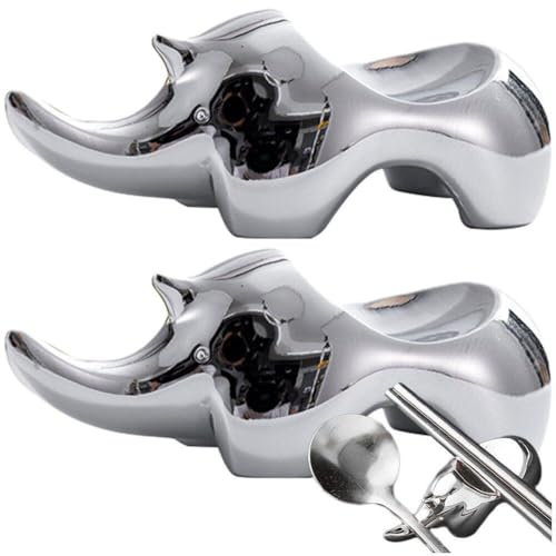 2pcs Chopsticks Display Holder Cute Rhino Shape Chopsticks Holder Chinese Chopsticks Holder Knife Fork Spoon Holder for Desktop
