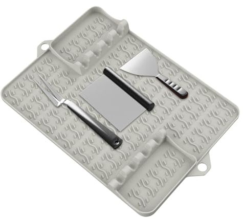 Tappetino per piano di lavoro da cucina per griglia esterna, vassoio laterale per piano di lavoro della cucina, tappetino per utensili da griglia in silicone, tappetino in silicone per piastra in