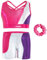 Gogokids Set di 3 pezzi da ginnastica da bambina, body senza maniche con pantaloncini e fascia per capelli, tuta da ginnastica con colori sfumati, per bambini dai 3 ai 12 anni, Rosa, 140(130-140