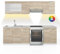 Vicco Küchenzeile Raul, Küchenblock, Sonoma, 240 cm, AP Marmor mit LED-Leisten