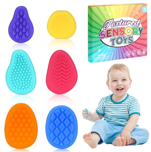 Tapvai Fidget Toys Sensory Stones 6 Fidget Toy, Antiestres Adultos de Colores Texturizadas de Silicona,Juguetes Sensoriales Autismo para Niños Estudiantes Relajación contra El Estrés