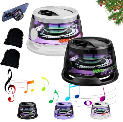 fjaldjfu Multifunctional Magnetic Bluetooth Speaker, Cyber Magnetic Mini Bluetooth Speaker, Magnetic G200 Speaker, Portable Colorful Speaker with Color Light Phone Stand Speaker (2pcs-f)