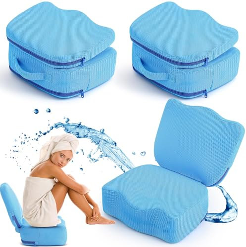 Yerliker Faltbarer Whirlpool-Sitzerhöhung, aufblasbar, 2 Höhen, extra dick, Whirlpool-Kissen, Badesitz mit Rückenstützkissen für Erwachsene, Schwimmbad, Spa, Badewanne, drinnen und draußen, Blau, 2