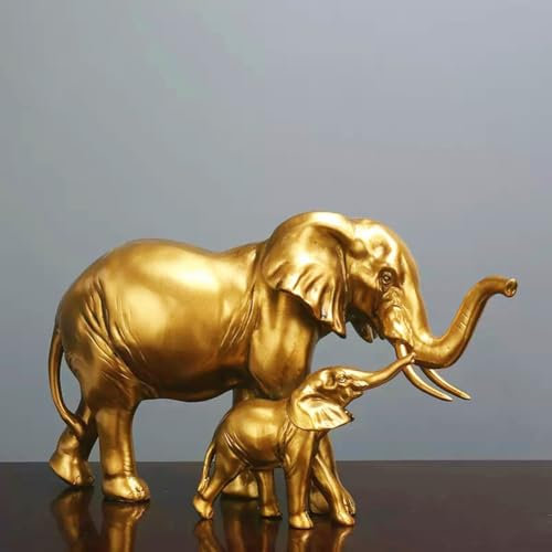 NORHOR Elefanten-Skulptur,Handbemalte Harz Sammelfiguren für Heimdekoration Geschenk. (Gold)
