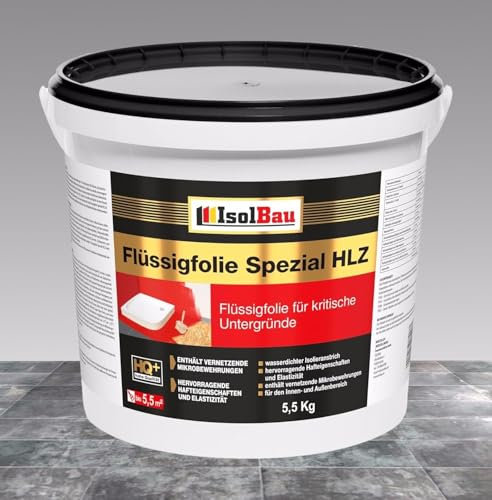 Flüssigfolie HLZ 5,5kg - Dichtfolie für kritische Untergründe - Wasserdichte Abdichtung für innen & Außenbereich - für Wand & Boden - Balkonabdichtung, Wasserstop, für Fliesen und Holz