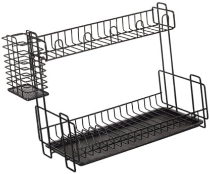 KESOTO Escurridor de Platos de 2 Niveles, Escurridor de Platos Compacto Y Multifuncional con Escurridor, Escurridor de Platos de Encimera para Gabinete