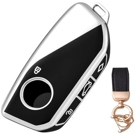 NEUHOO Auto Zubehör kompatibel mit BMW 5er G60 G61 2024-2025 2026 Schlüsselhülle und Schlüsselanhänger, Schlüsselgehäuse Silikon Schlüsselkarte Hülle (Schwarz)