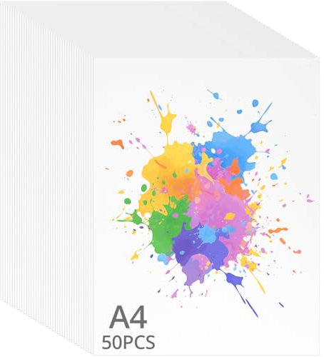 QWORK® 50 Feuilles A4 papier aquarelle, 300 g/m² bloc aquarelle, pour dessin, croquis, peinture