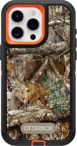 OtterBox Schutzhülle für iPhone 15 Pro Max (nur Defender Serie), Realtree Blaze Edge (Camo), nur Hülle, Bildschirmlos, robust und langlebig, mit Portschutz, Keine Einzelhandelsverpackung