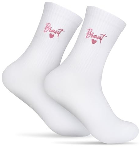 MEJOSER Socken für Braut Herz 36-42 Lustige Hochzeitssocken JGA Accessoires Frauen Geschenk für Hochzeit Hochzeitsgeschenk Tennissocken Brautpaar