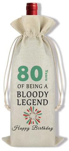 Funny 80th Birthday Gifts for Men Women Birthday Wine Gift Bag 80th Birthdays Party Decoration Drawstring Burlap Wine Bottle Bag Happy 80 Year Old Birthdays Gift for Friend Family Coworker