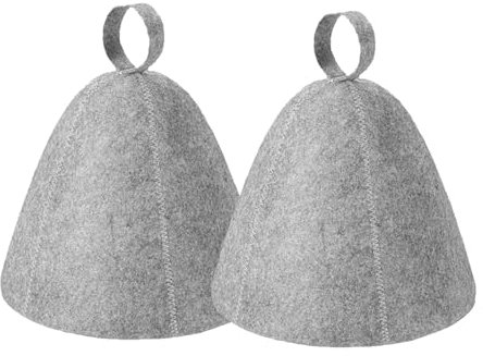 2 Pcs Natural Felt Sauna Hat, Ergonomi Felted Sauna Cap, Heat Dry Headrest Steam Bath Sauna Accessories for Women and Men (Gray)