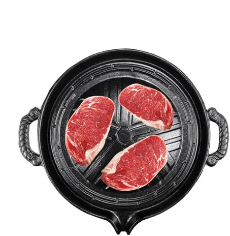 Cast Iron Bbq Pan, 27,9 cm (11 Zoll), nicht haftender Grill, 33,9 cm, schweres Grillrost, zum Grillen, für Outdoor, Camping, Ofen, offene Flame Cooking