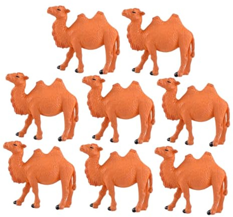 Kleiner Kamelfiguren aus Kunststoff für Mikrolandschaft | Orange, Zartes Design, Kompakt, 8 Stück, für Pflanzendeko und Selbstgemacht Zubehör