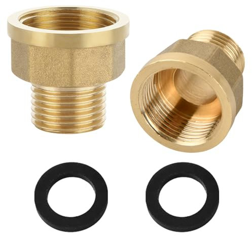 2 Stück Reduzierstück 1/2 Zoll auf 3/4 Zoll Messing,Reduzierverlängerung AG/IG,1/2 Außengewinde x 3/4 Innengewinde mit Gummidichtung,Adapter für Rohrverbindungen,Reduziernippel,Muffennippel (1/2x3/4)