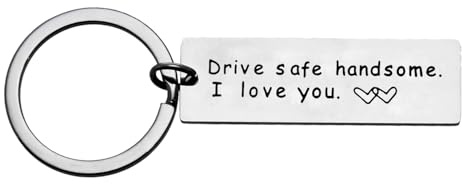 Tihnvk Drive Safe Keyring for Men Drive Safe Gifts for Husband Boyfriend from Wife Girlfriend I Love You Keychain Valentine's Day Gifts Driver Gift for Men