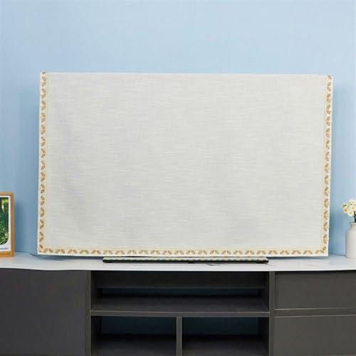 YAOHY Dustproof TV Cover Indoor Television, Fabric Universal Protector Cover, Various Thick Slim Lcd Durable TV Dust Cover(170 * 100cm,Linen white)