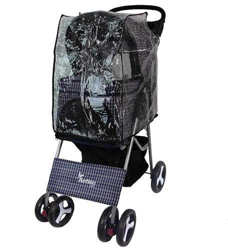 Actiaspet Foldable Pet Stroller Dog Cat Pushchair 15kg Multiple Colours (Blue Tartan, Stroller + Cover)