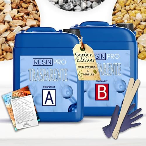 ResinPro® Garden Edition – 8.8L Outdoor Epoxy Binder Kit – Clear Resin & Hardener for Stones, Pebbles & Grits – Covers up to 270KG or 18m² (1cm) – Ideal for Garden Paths, Landscaping – 8KG