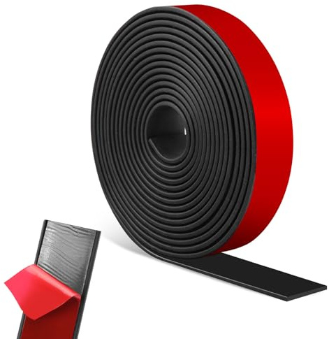 Tira de Goma Autoadhesiva 2mm x 20mm x 3m, Plancha de Goma Adhesiva de Neopreno, Burlete de Goma para Juntas y Sellado, Protección del Suelo, Antivibración, Antideslizante