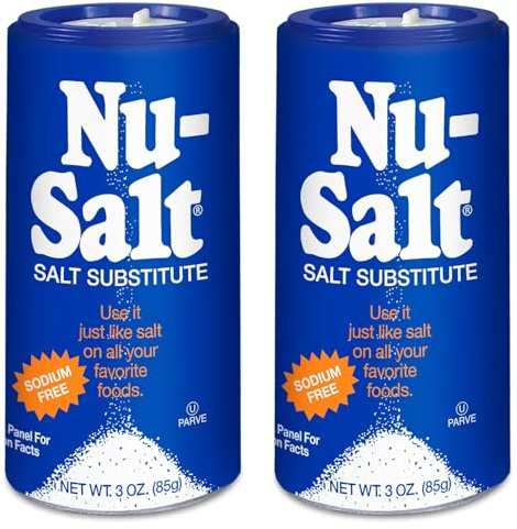 Nu-Salt Sodium-Free Salt Substitute, Contains Potassium Chloride, Table Salt Alternative, Vegan, Good for Chips, Pretzels, French Fries, Popcorn Seasoning, 3oz Shaker Bottle (Pack of 2)