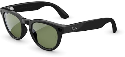 RAY-BAN Meta Gen 2 Headliner - AI Glasses for Men & Women - Shiny Black | 12MP Camera, 3K Ultra HD Video, Voice Command, Open-Ear Audio, 8H Battery, Meta AI App - G-15 Green Lenses