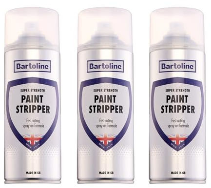 Bartoline Paint Stripper 400ml 3 Pack – Fast-Acting Gel Spray for Paint, Varnish, Lacquer, Adhesive and Graffiti Removal Heavy Duty, No-Drip Formula for Wood, Metal and Brick