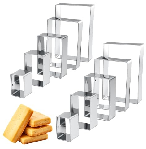 Guduling 10 Stück Ausstecher Quadratisch, Ausstecher Rechteck, Cookie Cutter, Ausstechform Eckig, Edelstahl Mini Ausstechformen, Plätzchenausstecher für Kekse, Kuchen, Plätzchen