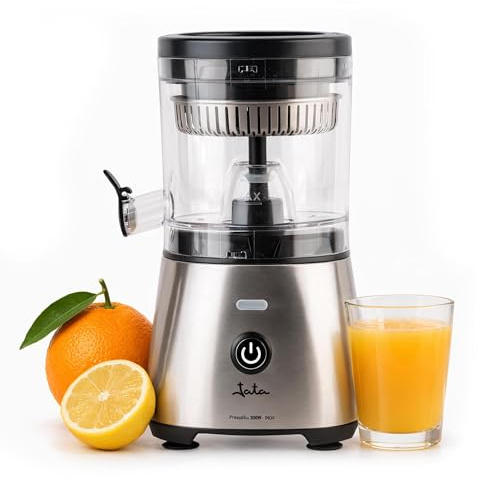 JATA JEEX1616 - Spremiagrumi elettrico automatico 300 W | Corpo e filtro in acciaio inossidabile | Sistema antigoccia | Adatto a tutti i tipi di frutta | Pezzi staccabili. Base antiscivolo