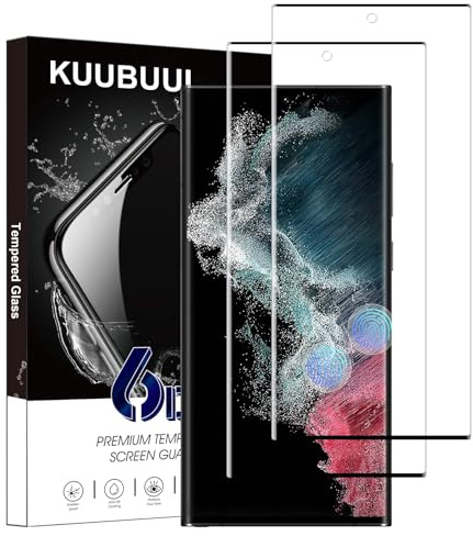 KUUBUUL Verre Trempé pour Samsung S22 Ultra, [2 Pièces][Empreinte Digitale Reconnaissable][Vitre Protecteur 9H Dureté][Sans Bulles][Anti-rayures] Film Protection Écran pour Samsung Galaxy S22 Ultra
