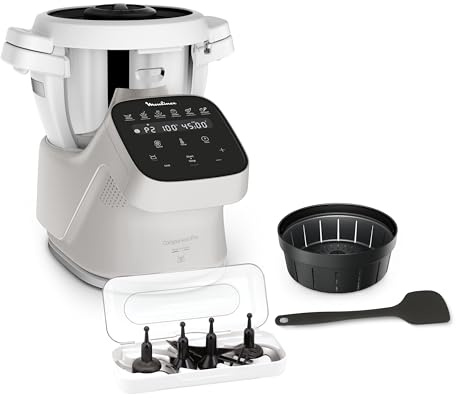 Moulinex Robot cuiseur, Capacité 4,5 L, 15 modes, Mode manuel, Balance intégrée, Silencieux, Application Moulinex, Recettes illimitées, Fabriqué en France, Companion Pro, HF850BF0