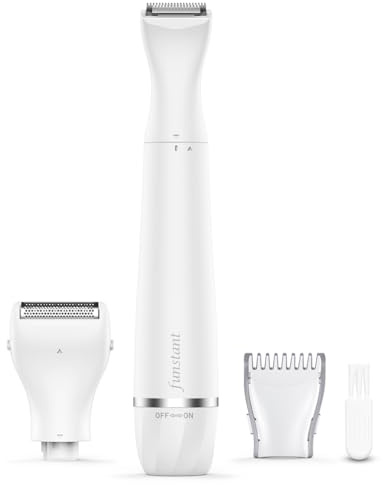 Funstant Tondeuse Maillot Femme Rechargeable 2-en-1, Rasoir Électrique Sans Fil pour Zone Bikini et Parties Intimes, Tête de Précision & Grille, Rasage Doux et Sûr, USB-C, Utilisation à Sec