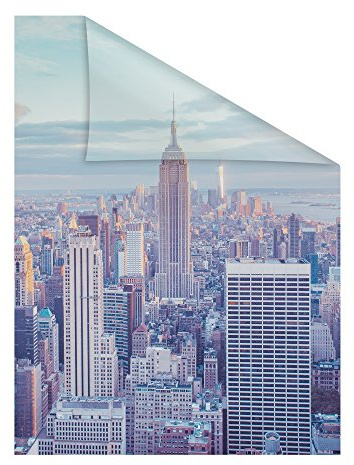 Lichtblick Fensterfolie selbstklebend mit Motiv, Sichtschutz, merhfach Ablösbar, Montage ohne Rakel, Made in Germany New York - Bunt 100 x 180 cm (B x L)